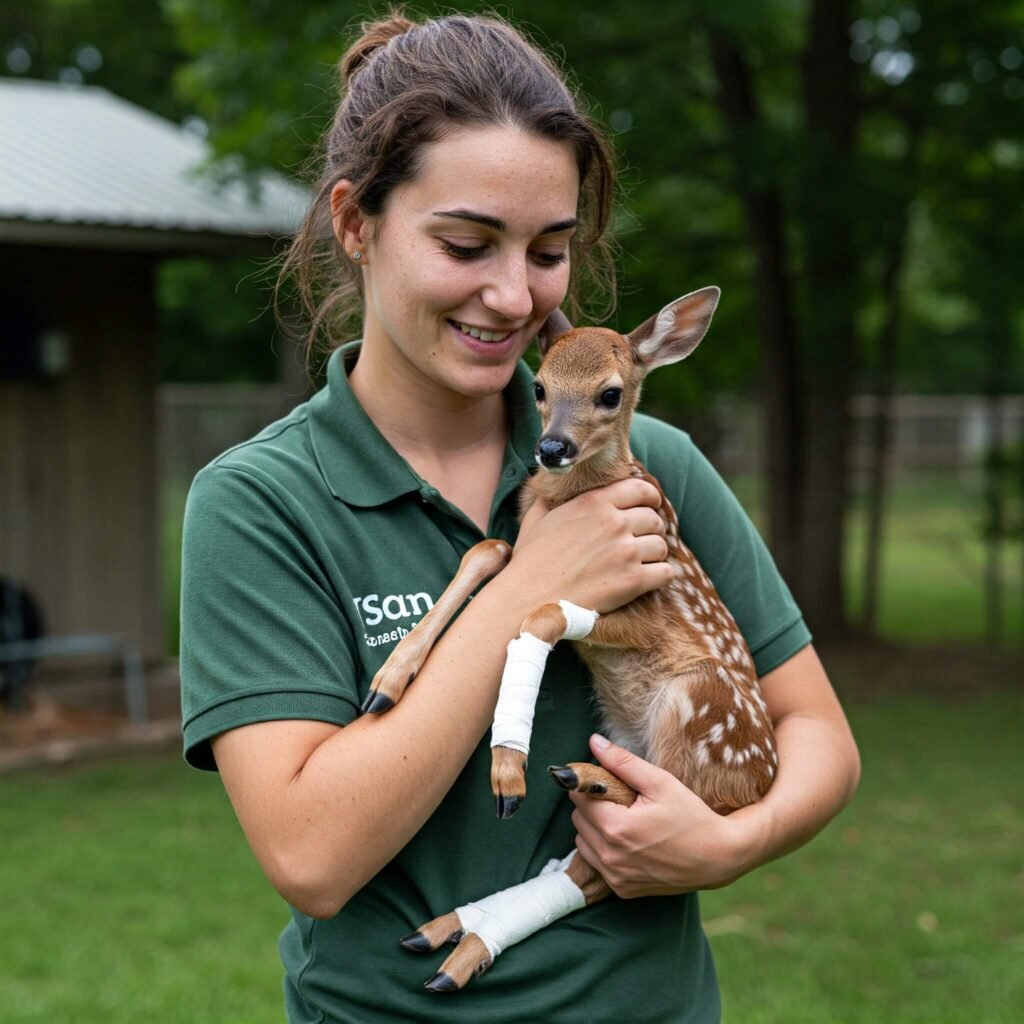 Volunteer cares for rescued pet