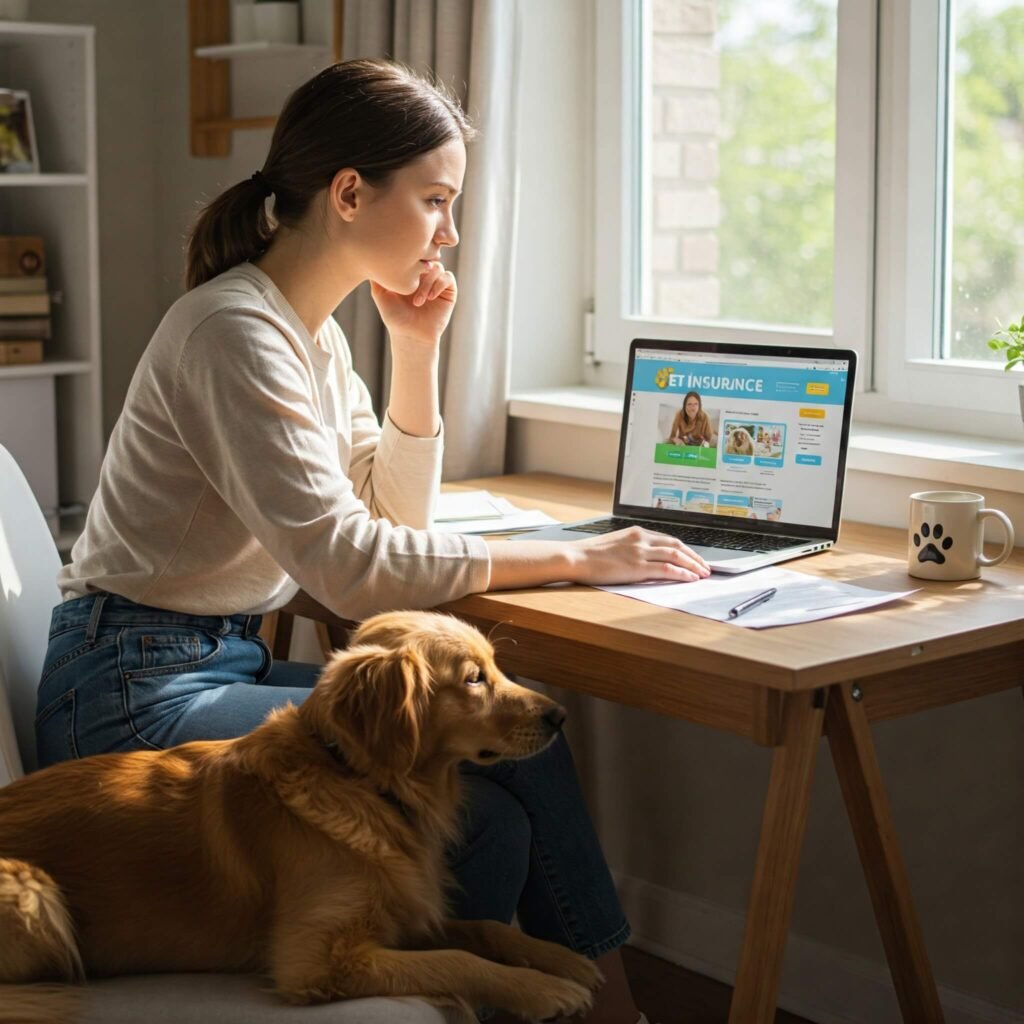 Researching pet insurance.