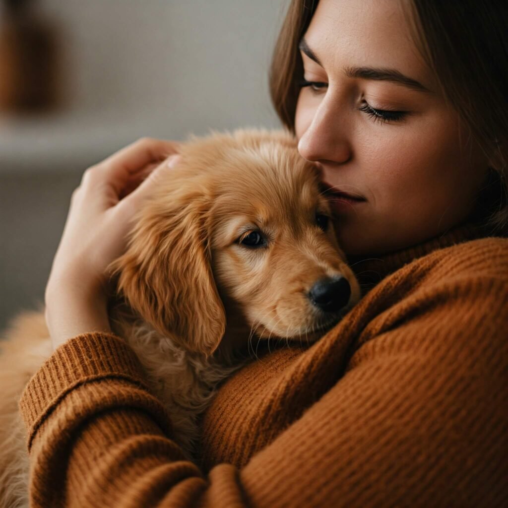 Person Cuddling Pet Close-U
