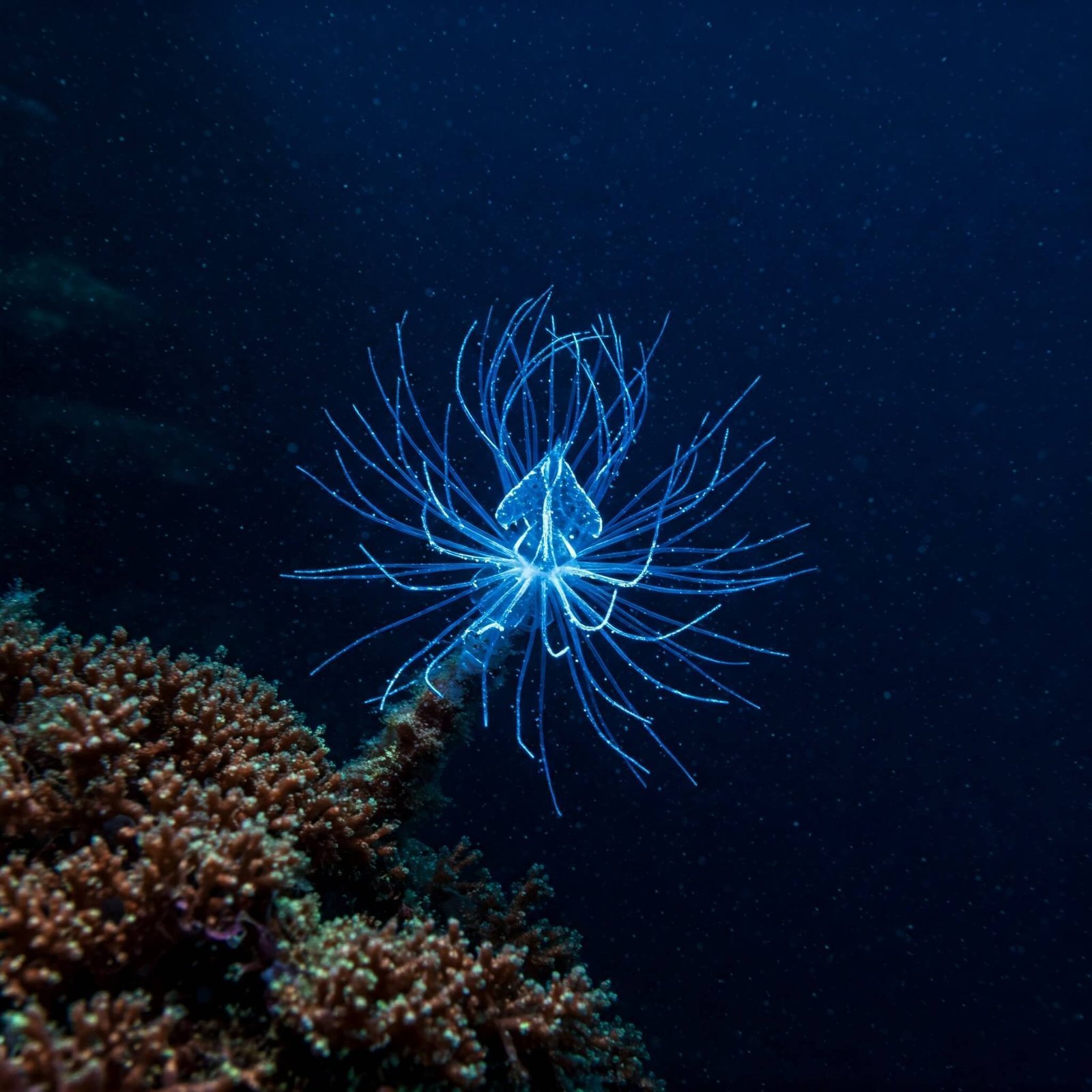 Bioluminescent deep-sea creature.
