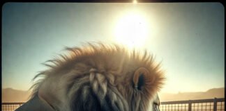 Big Cats Pics That Show Their Power Like Never Before Lion intently sniffing tipped-over Yeti tumbler in mud.